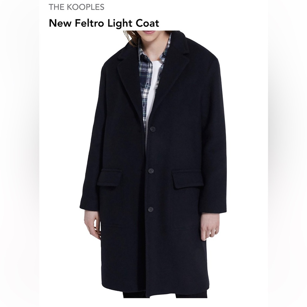 The Kooples New Wool Felton Coat Size 38 (M) in Black